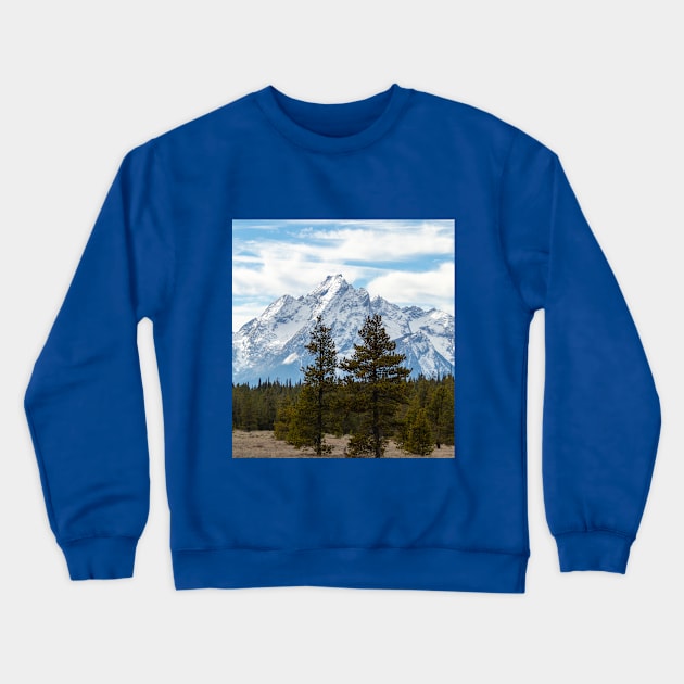 Snow-capped Mountains in Grand Teton National Park Crewneck Sweatshirt by SafariByMarisa